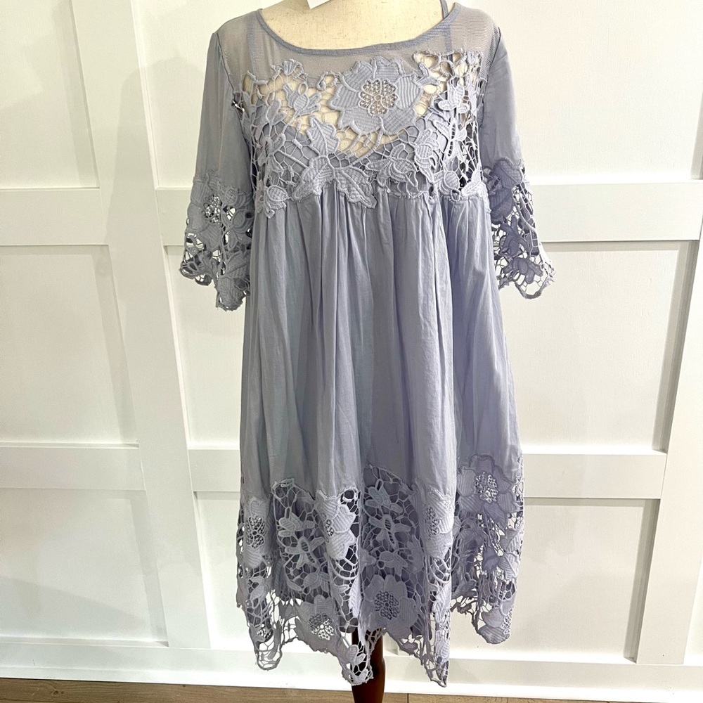 Anthropologie Holding Horses Magnolia Lace Dress Lilac US 10 Boho Lace Mini - Picture 5 of 13